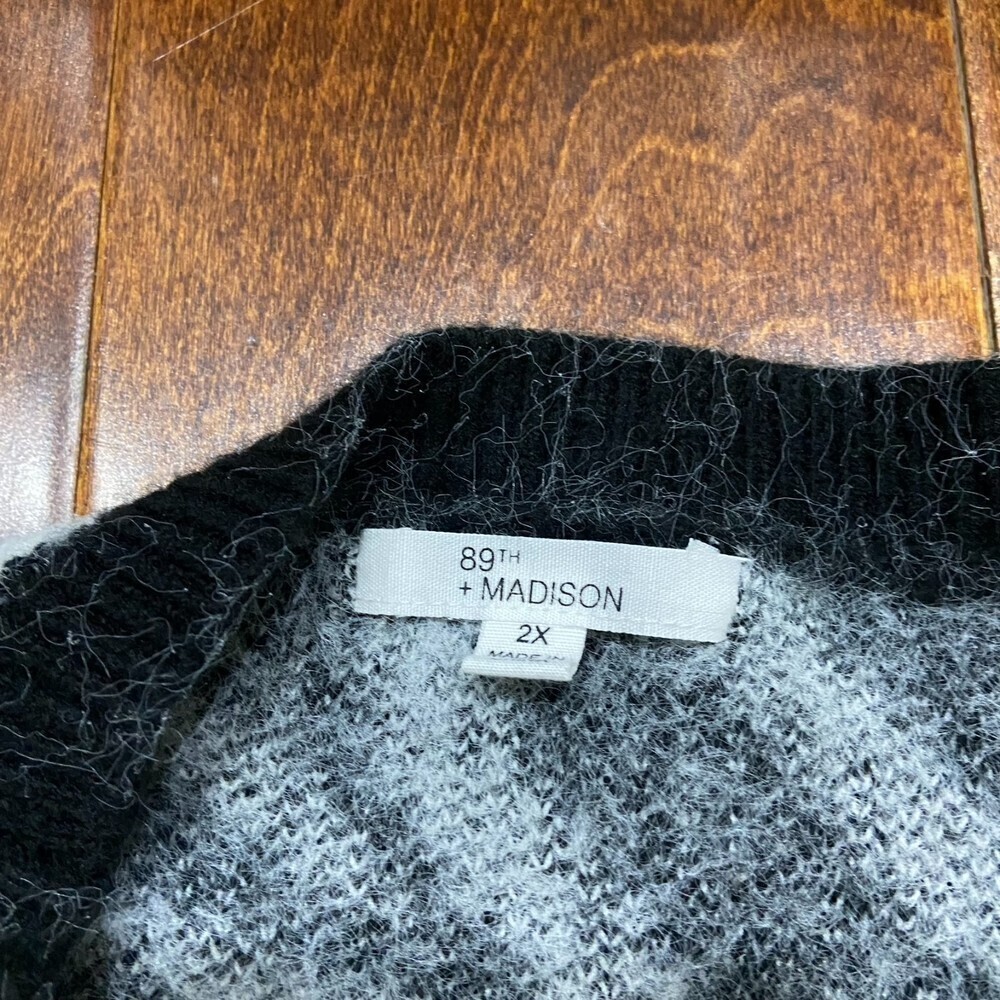 89th + Madison Buttonless Cardigan Zebra Black Striped Plus Women's Size 2XL - Picture 5 of 9